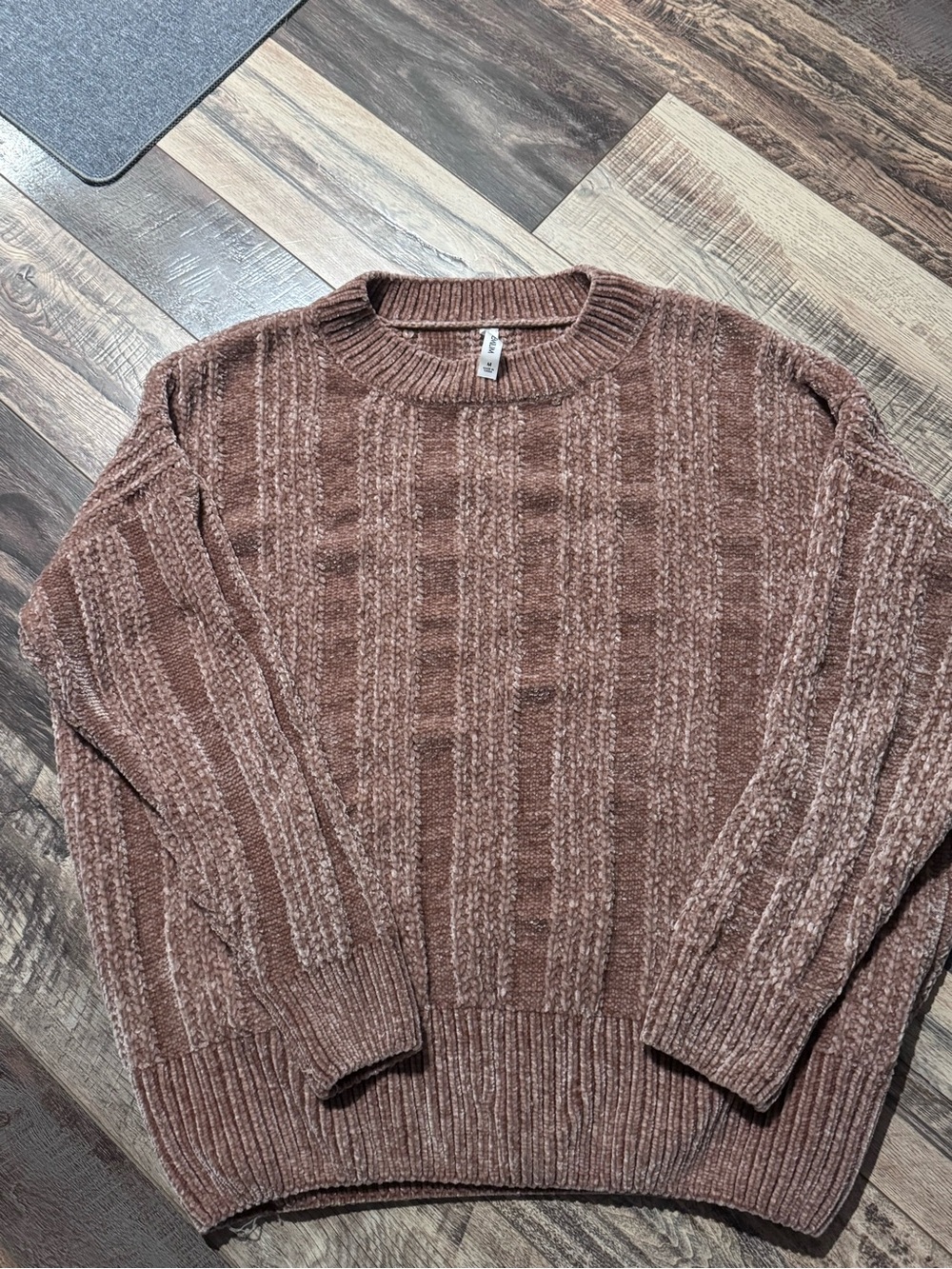Zenana Outfitters Brown Chenille Crewneck Sweater